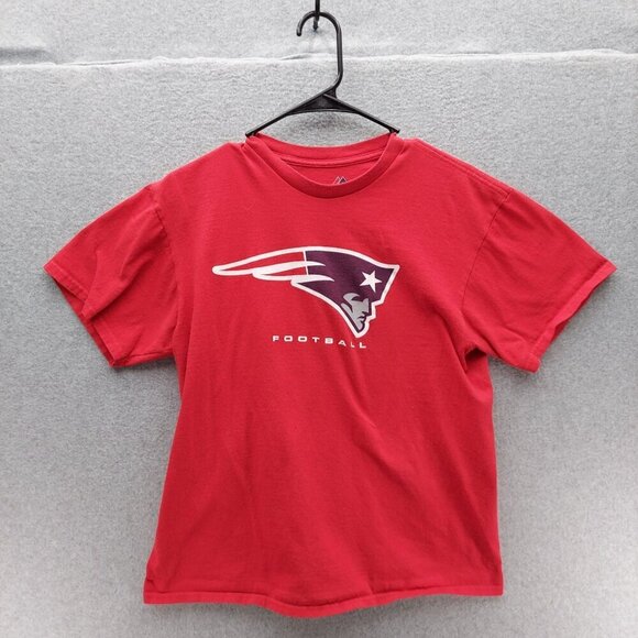 New England Patriots Mens Red T-Shirt Majestic M - Picture 1 of 4